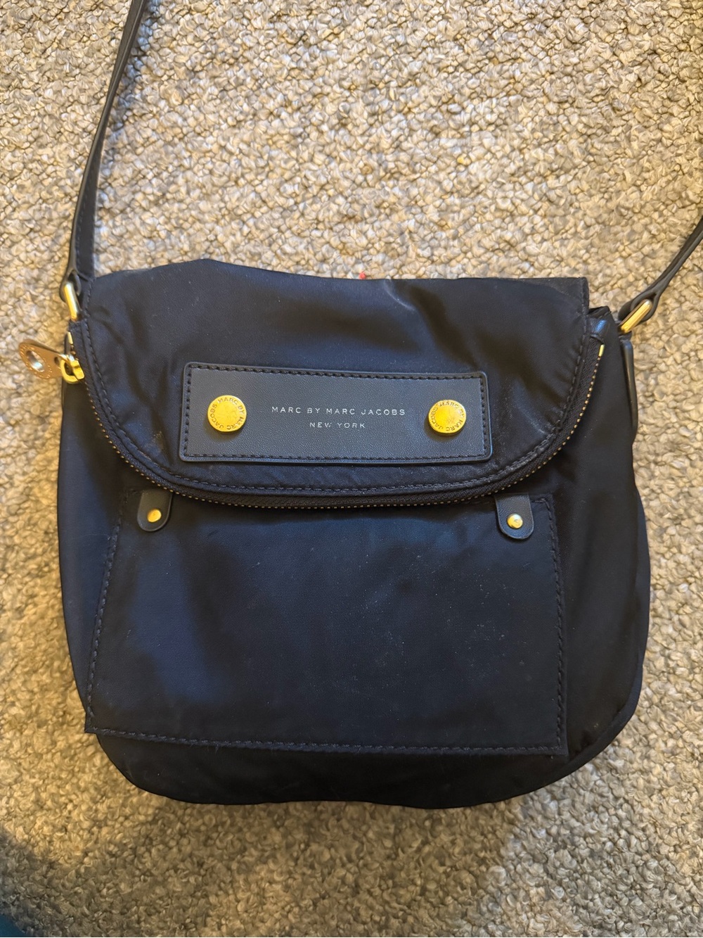 Marc by Marc Jacobs Black Nylon ‘Natasha’ Crossbody with Gold Hardware